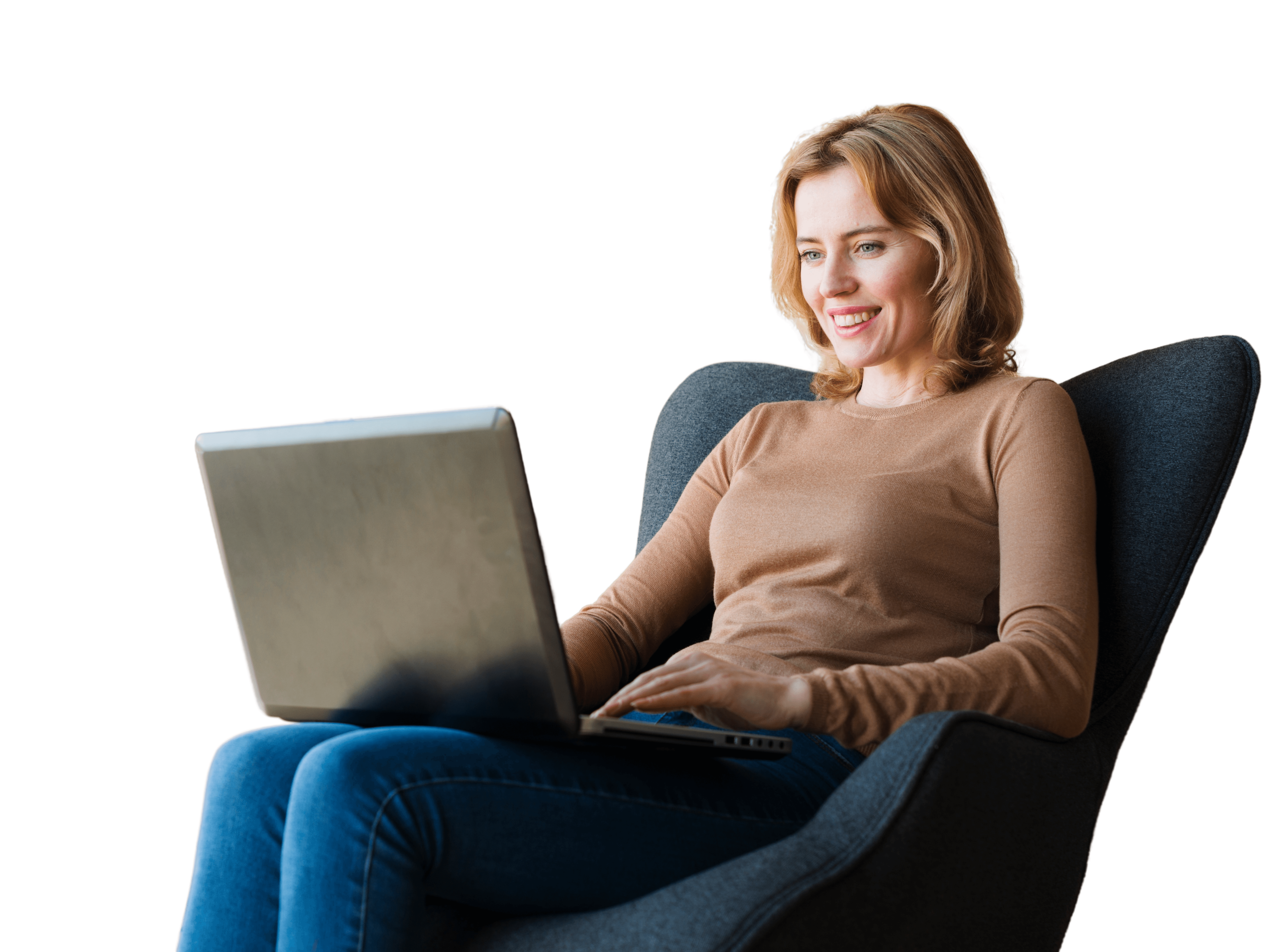 Portrait woman using laptop computer