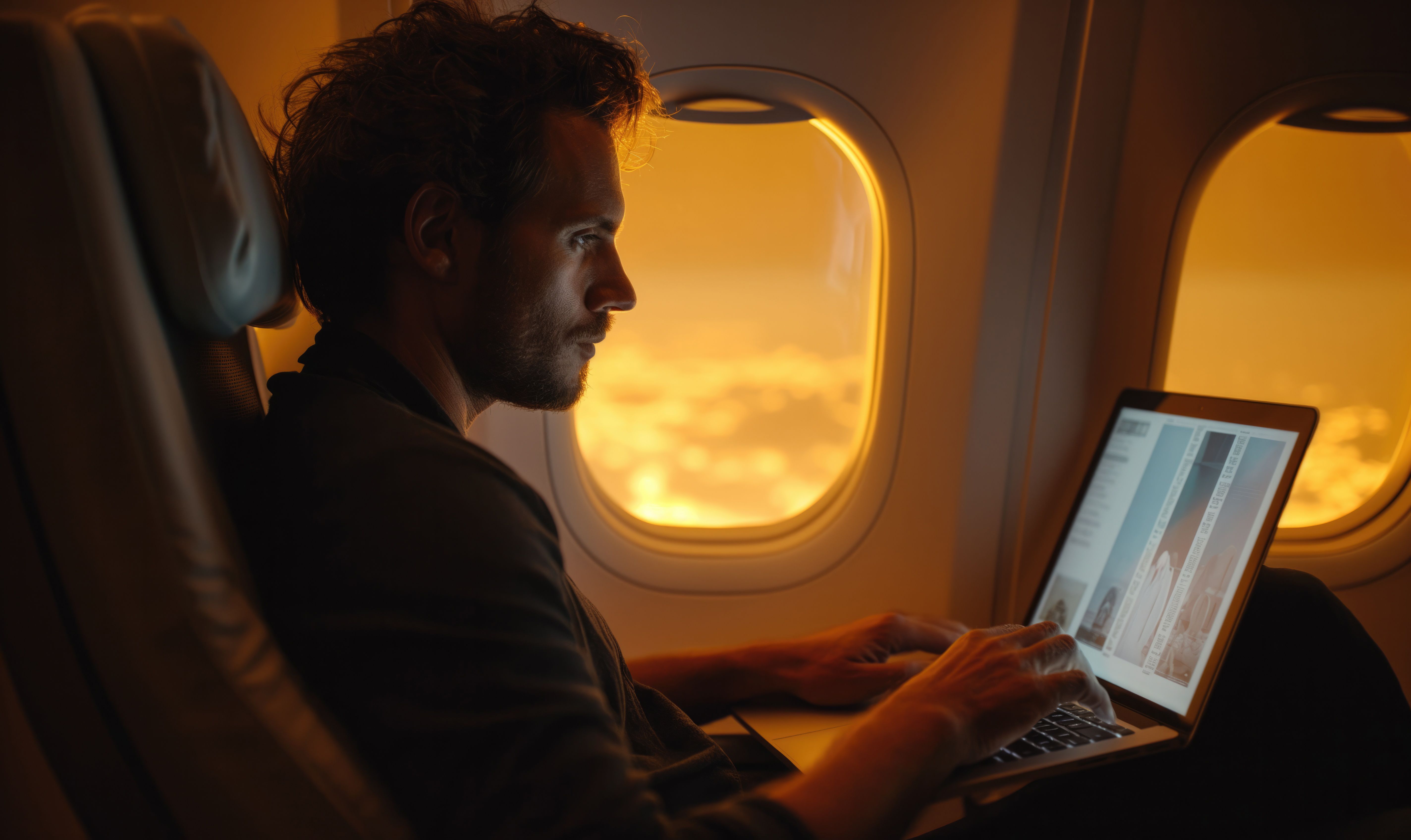 Side view man living as digital nomad
