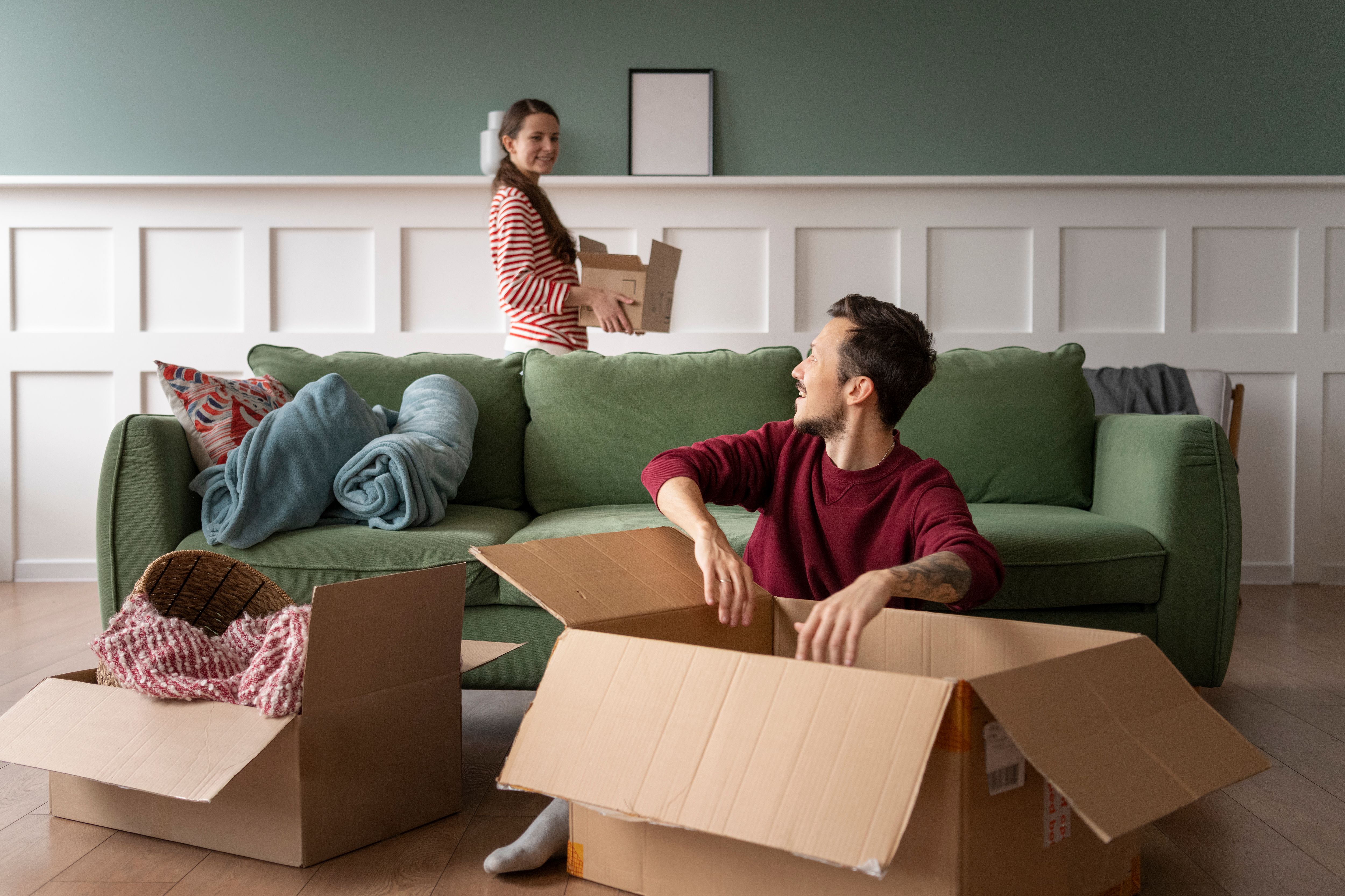 Young family moving into new home